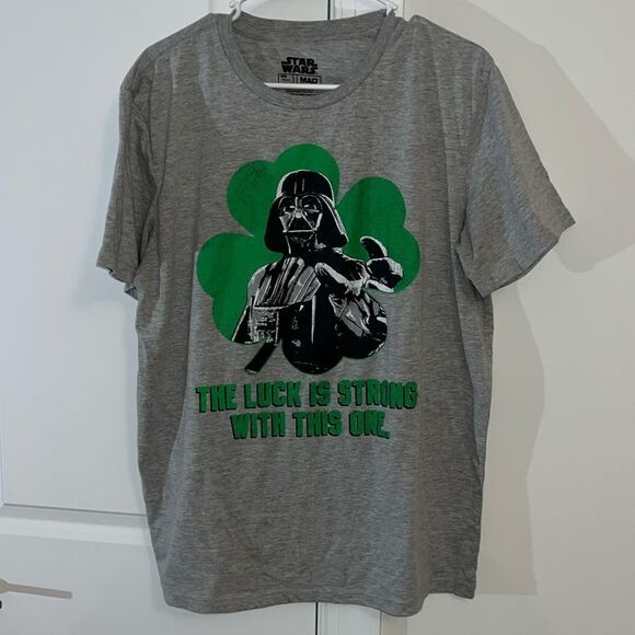 STAR WARS IRISH Shamrock Darth Vader at paddy’s day st Patrick’s gray T-shirt XL - Picture 1 of 3